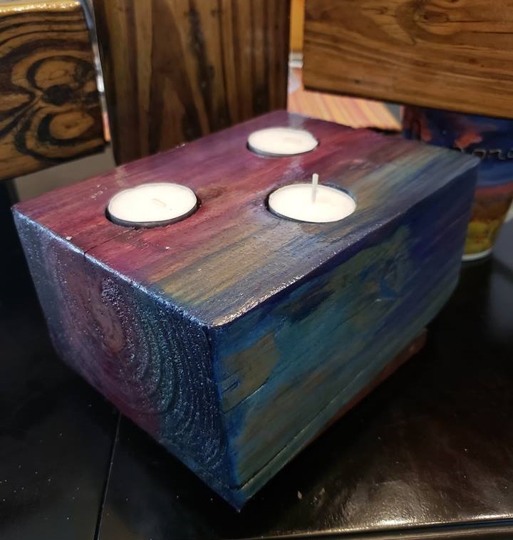 Tea Candle Wood Block