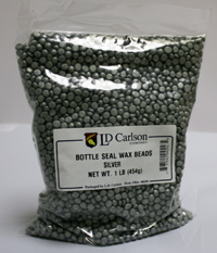 BOTTLE SEAL WAX BEADS 1 LB - Silver - Click Image to Close